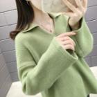Collared Flared-sleeve Sweater