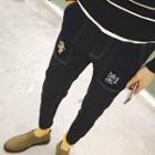 Embroidered Fleece Lined Slim-fit Jeans