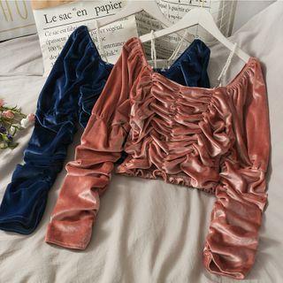 Off-shoulder Ruched Crop Top In 5 Colors