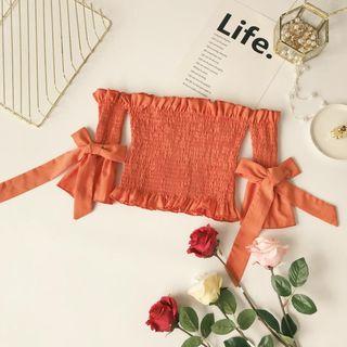 Off-shoulder Cropped Short-sleeve Top