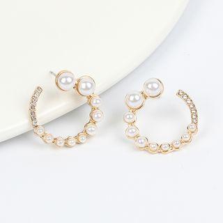 Faux Pearl Open Hoop Earring