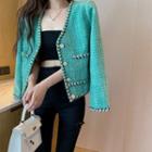 Glitter-trim Light Knit Cardigan