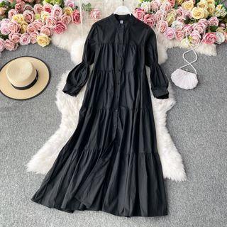 Stand Collar Oversized Shirtdress