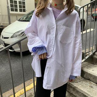 Long-sleeve Oversize Panel Shirt
