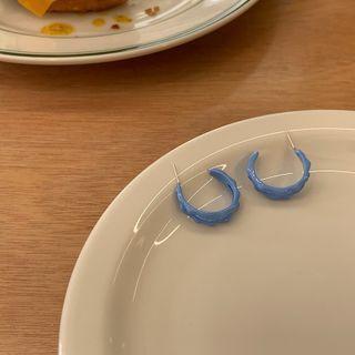 Alloy Open Hoop Earring 1 Pair - Stud Earrings - Blue - One Size