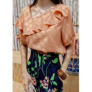 Tie-cuff Ruffled Blouse