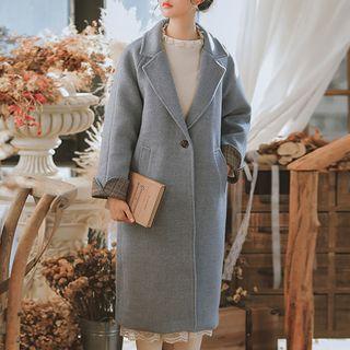 Long Notch-lapel Buttoned Coat
