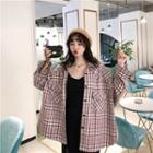 Oversized Plaid Shirt Red - One Size
