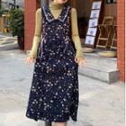 Long-sleeve Turtleneck T-shirt / Floral Sleeveless Collared A-line Midi Dress
