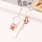 Non-matching Faux Pearl & Aeroplane Mini Hoop Earring Rose Gold - One Size
