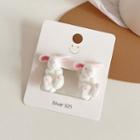 Rabbit Stud Earring 1 Pair - S925 Silver - White - One Size