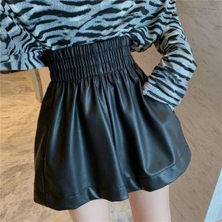 High Waist Leather Wide Leg Shorts