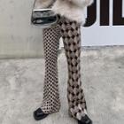 Patterned Boot-cut Pants Black & White - One Size