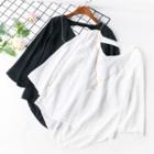 Cut Out Back Elbow Sleeve Chiffon Blouse