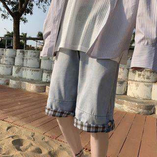 Gingham Panel Cargo Shorts