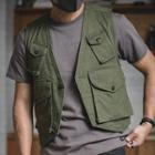 Pocket Detail Single-button Vest Dark Green - Xl