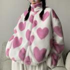 Heart Print Furry Jacket