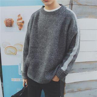 Contrast Trim Round-neck Sweater