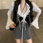 Ruffle Blouse / Vest / Dotted Shorts