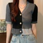 Panel Cropped Cardigan As Shown In Figure - One Size