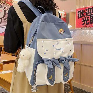 Star Print Backpack / Bear Charm / Set