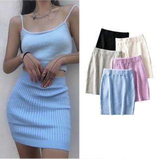 Mini Ribbed Knit Skirt