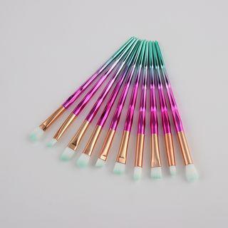 Set Of 10: Gradient Diamond-cut Handle Makeup Brush