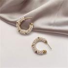 Faux Pearl Open Hoop Earring 1 Pair - Stud Earring - One Size