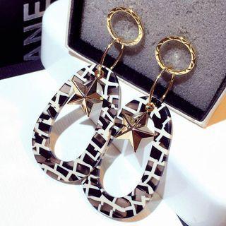 Hollow Acrylic Crop Earring 1 Pair - Black - One Size