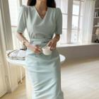 Long Sheath Dress With Belt