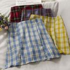 Plaid High-waist Mini Skirt In 8 Colors