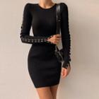 Long-sleeve Hook-and-eye Knit Dress