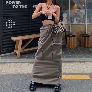 Cargo Maxi A-line Skirt