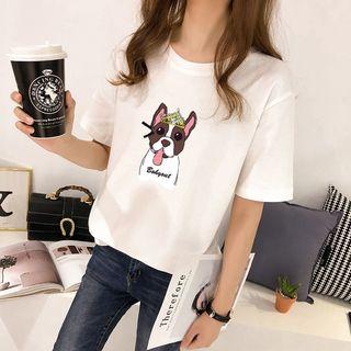 Couple Matching Short-sleeve Puppy Printed T-shirt