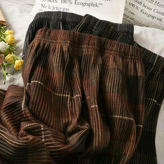 Elastic High-waist Wool Midi Skirt