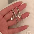 Safety Pin Fringed Earring 1 Pair - Silver Needle - Silver - One Size