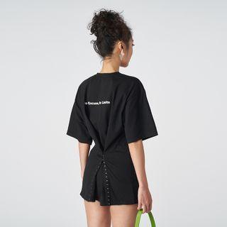 Crewneck Printed Letter Split Top
