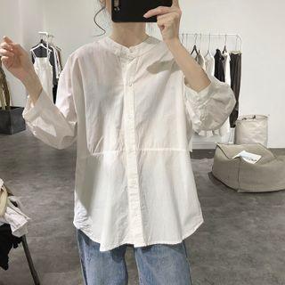 Long-sleeve Band Collar Shirt