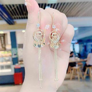 Bird Rhinestone Alloy Fringed Earring 1 Pair - Gold - One Size