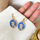 Bear Disc Drop Ear Stud 1 Pair - Bear - Gold & Blue - One Size