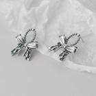 Sterling Silver Ribbon Stud Earring 1 Pair - S925 Silver - Silver - One Size