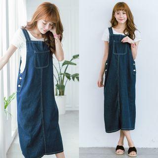 Front Pocket Denim Jumper Dress
