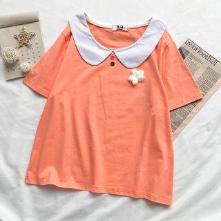 Peter Pan-collar Short-sleeve T-shirt