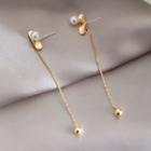 Faux Pearl & Metal Bead Dangle Earring 1 Pair - Gold - One Size