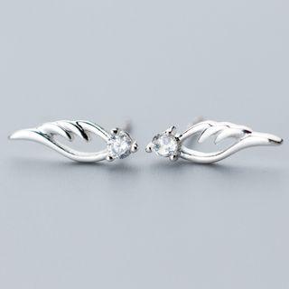 925 Sterling Silver Rhinestone Wing Earring