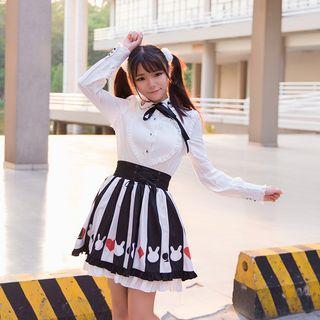 Cutout Heart Ruffle Trim Long-sleeve Shirt