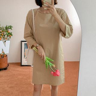 3/4-sleeve Tie-waist Shift Dress