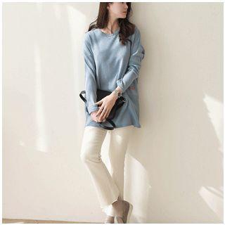 Ribbed-hem Knit Top