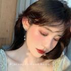 925 Sterling Silver Cz Fringed Stud Earring 1 Pc - Gold Plating - One Size