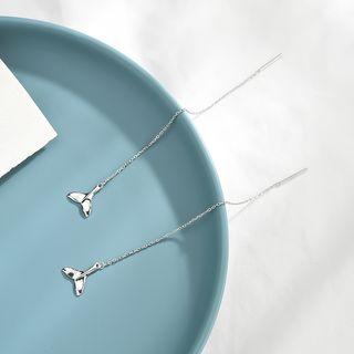 925 Sterling Silver Fishtail Drop Threader Earrings As Shown In Figure - One Size